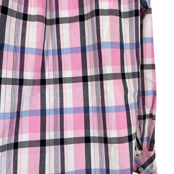 Talbots Plus Womens 100% Cotton Pink Plaid Long Sleeve Button Up Shirt X / 0X - Picture 12 of 16